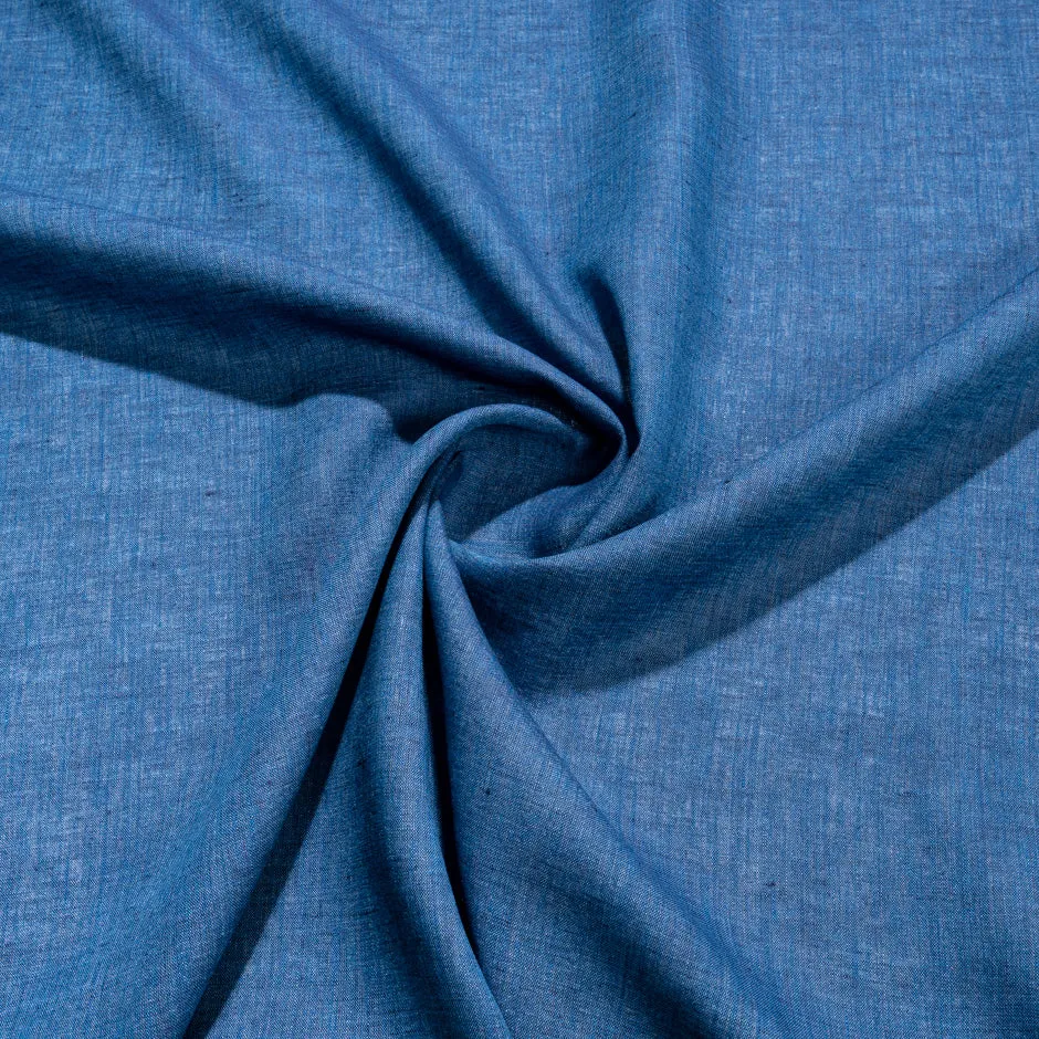 Plain Denim Blue Italian Pure Linen