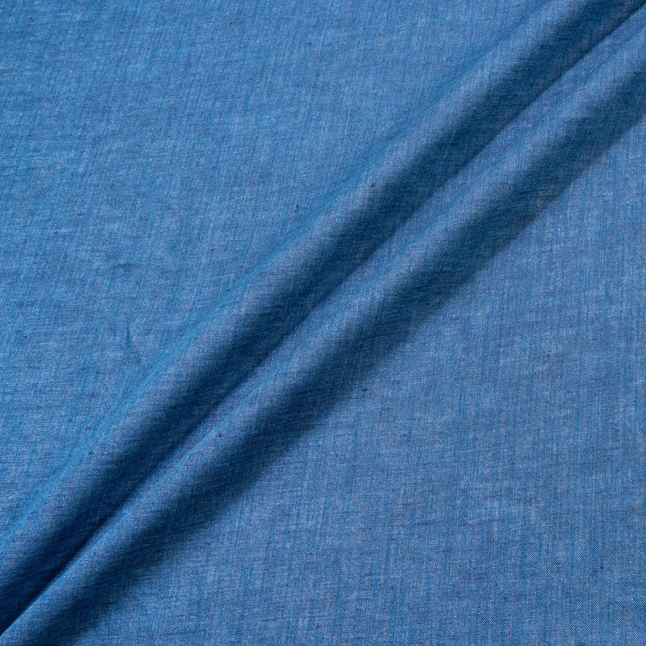 Plain Denim Blue Italian Pure Linen