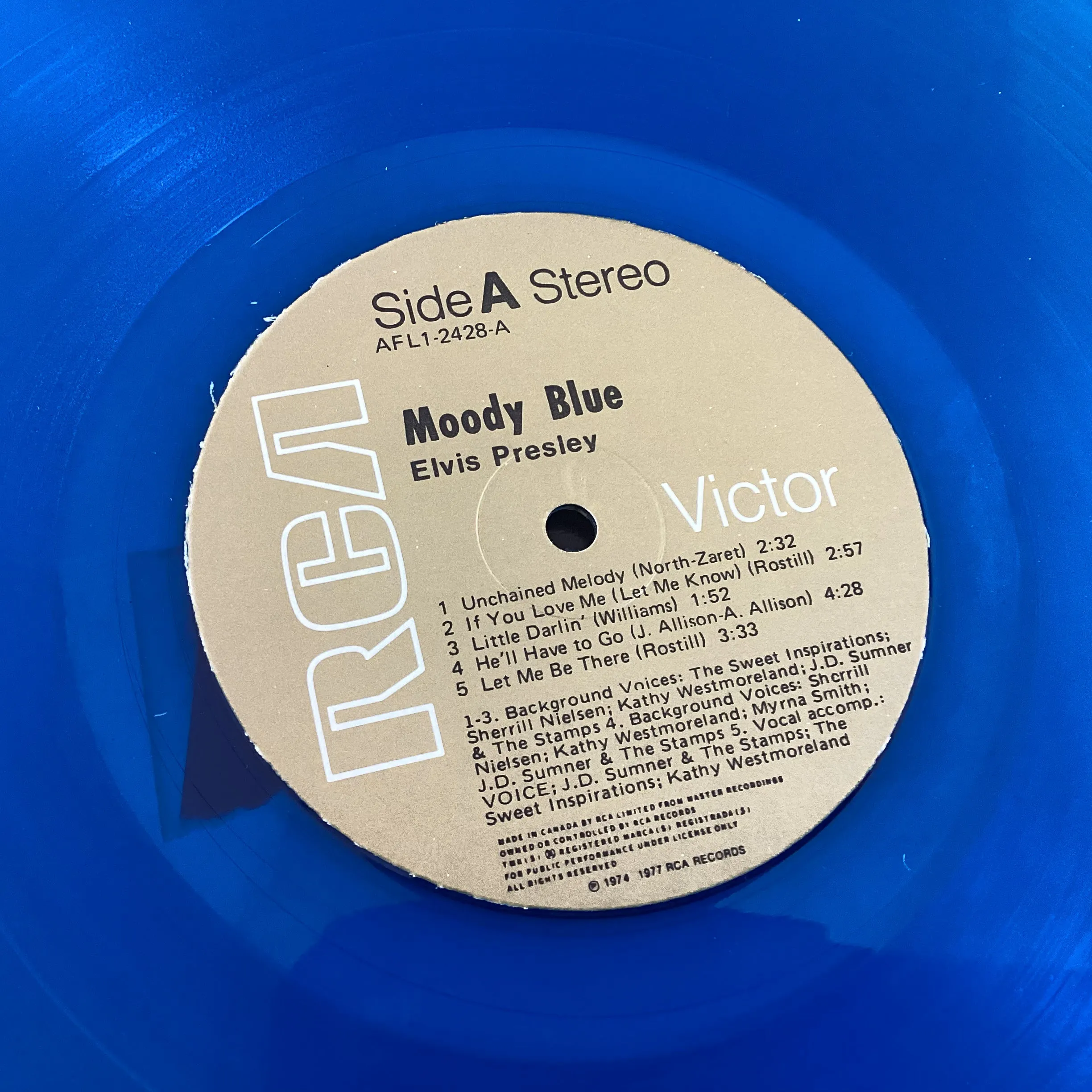 PRESLEY, ELVIS = MOODY BLUE (BLUE WAX) (CDN 1977) (USED)