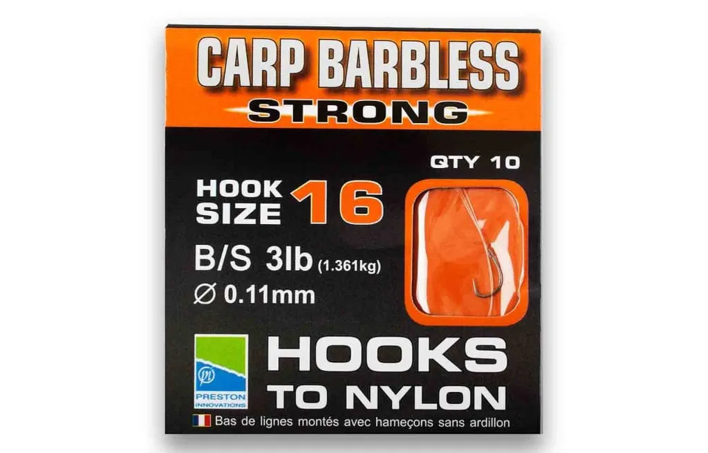 Preston Barbless Carp Strong Hooks To Nylon