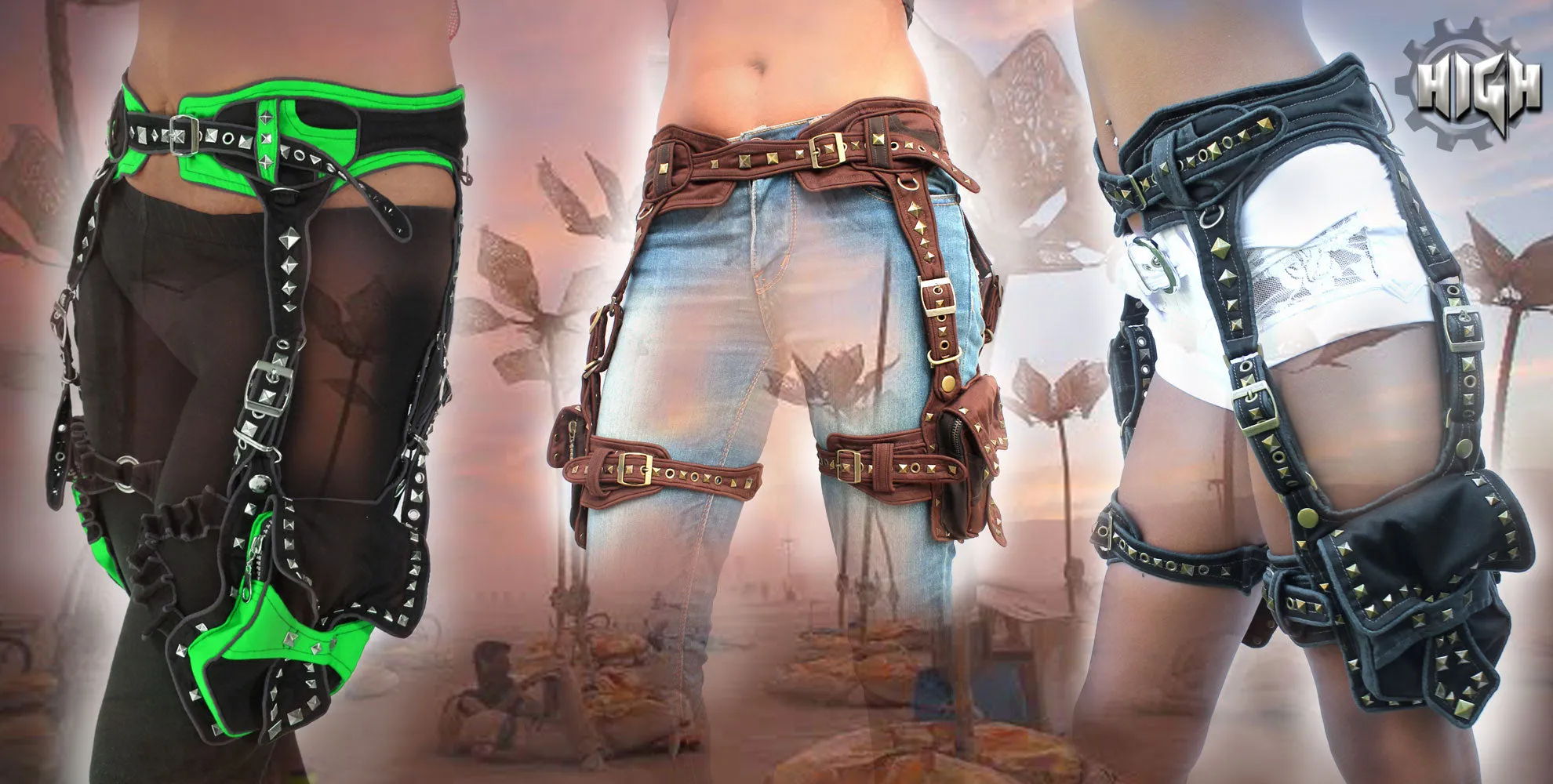 Psyraider Belt with Leg Bag and Studs