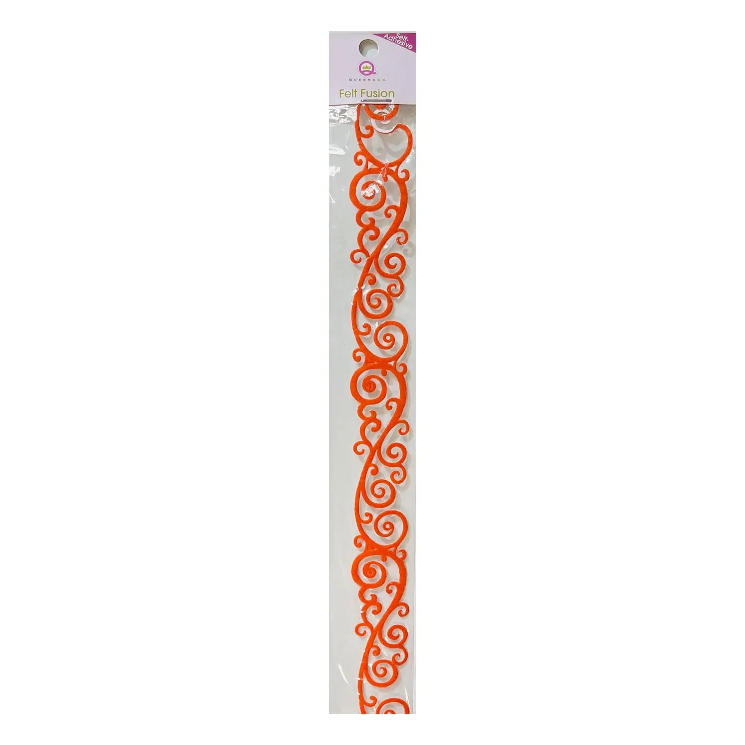 Queen & Co 12" Self-Adhesive Felt Fusion - Scroll - Orange