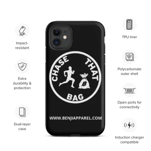 "Chase that bag" Black (White logo) Hard/Tough iPhone case