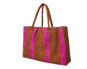 Raffia Bag Weekender caramel-pink