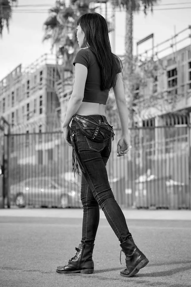 RAGE CAGE Black Leather Fanny Pack