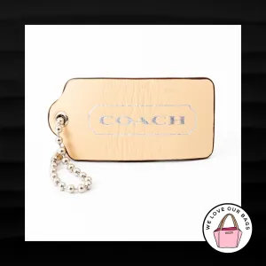 RARE 2.5" Large COACH TAN WHITE LEATHER KEY FOB BAG CHARM KEYCHAIN HANGTAG TAG