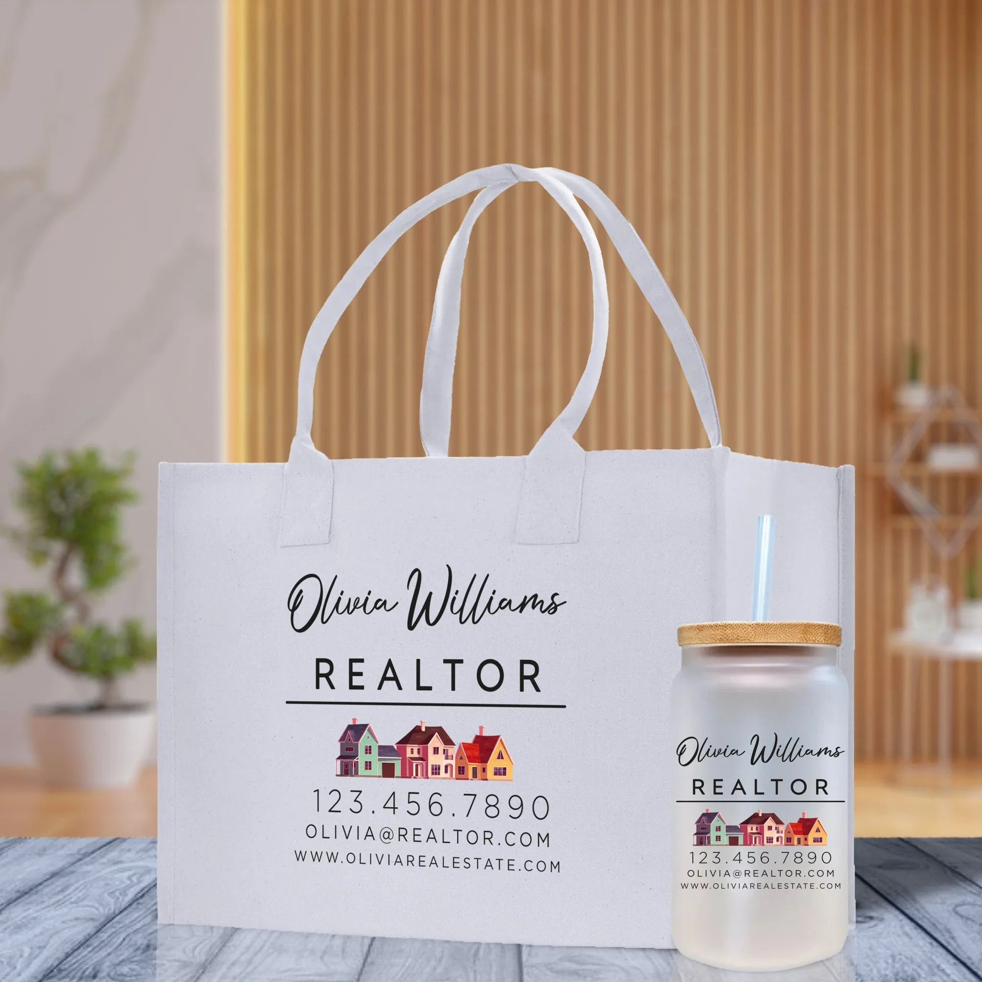 Realtor Tote Bag Personalized Business Tote Bag Custom Real Estate Agent Gift Bulk Business Logo Realtor Swag Real Estate Tote Bag