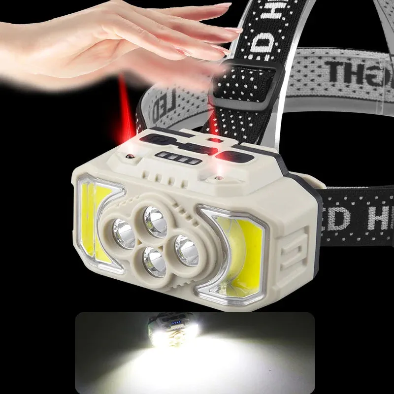 Rechargeable LED Sensor Headlamp COB Head Flashlight Camping Head Light  Portable Built in 18650 Battery Fishing Head Torch