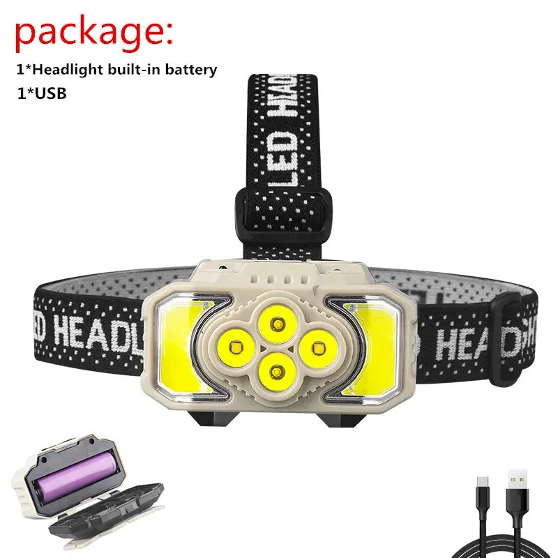 Rechargeable LED Sensor Headlamp COB Head Flashlight Camping Head Light  Portable Built in 18650 Battery Fishing Head Torch