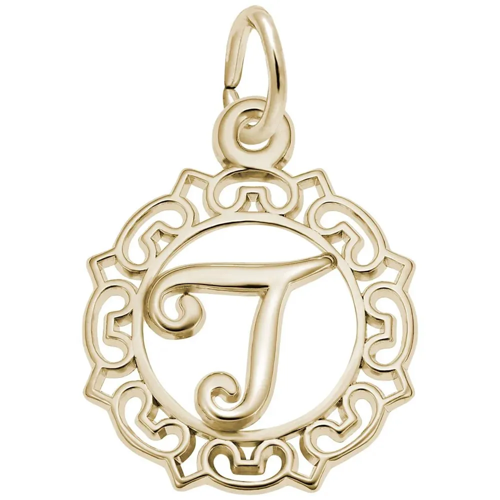 Rembrandt Charms - Ornate Script Initial T Charm - 0817-020