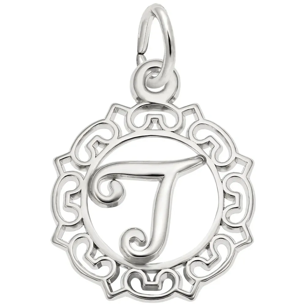 Rembrandt Charms - Ornate Script Initial T Charm - 0817-020