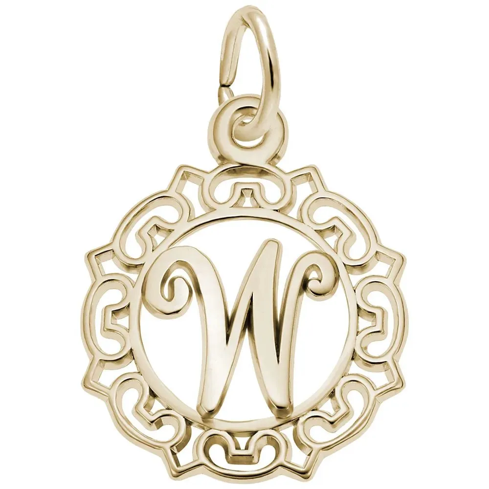 Rembrandt Charms - Ornate Script Initial W Charm - 0817-023