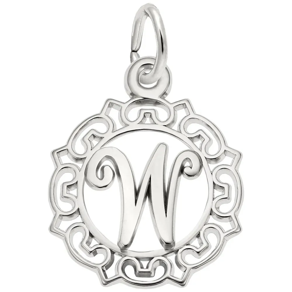 Rembrandt Charms - Ornate Script Initial W Charm - 0817-023