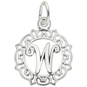 Rembrandt Charms - Ornate Script Initial W Charm - 0817-023