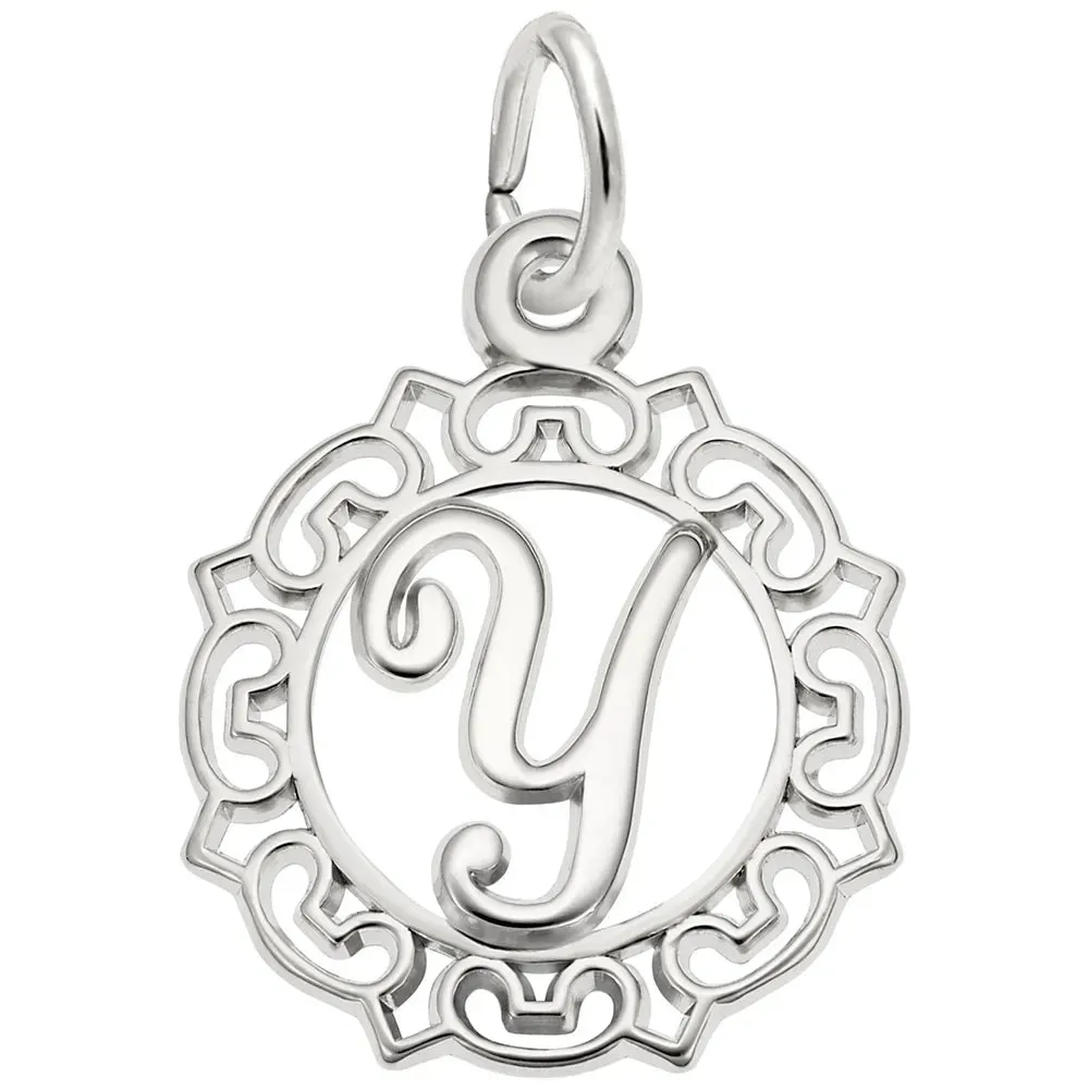 Rembrandt Charms - Ornate Script Initial Y Charm - 0817-025