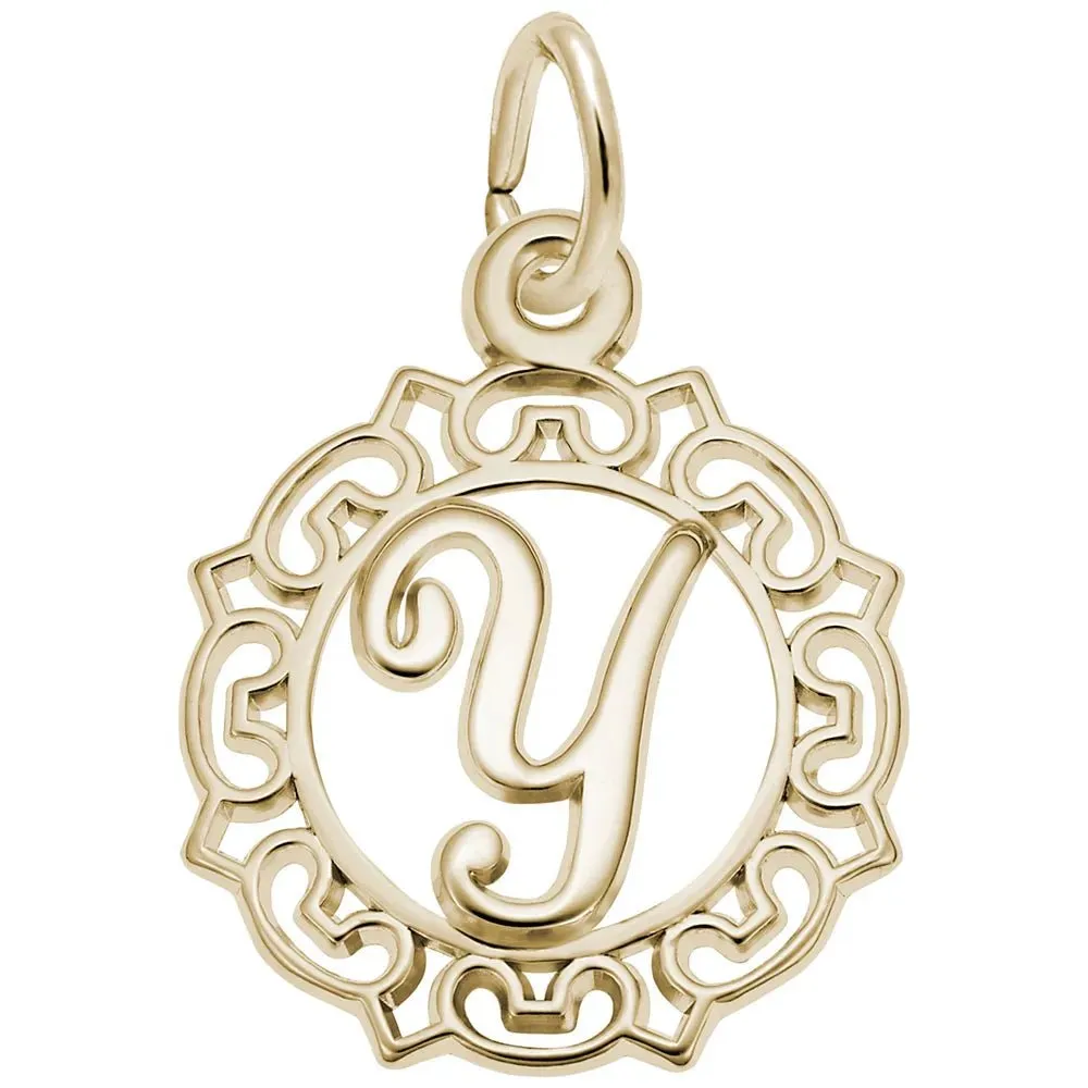Rembrandt Charms - Ornate Script Initial Y Charm - 0817-025