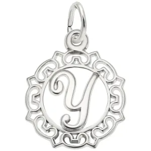 Rembrandt Charms - Ornate Script Initial Y Charm - 0817-025