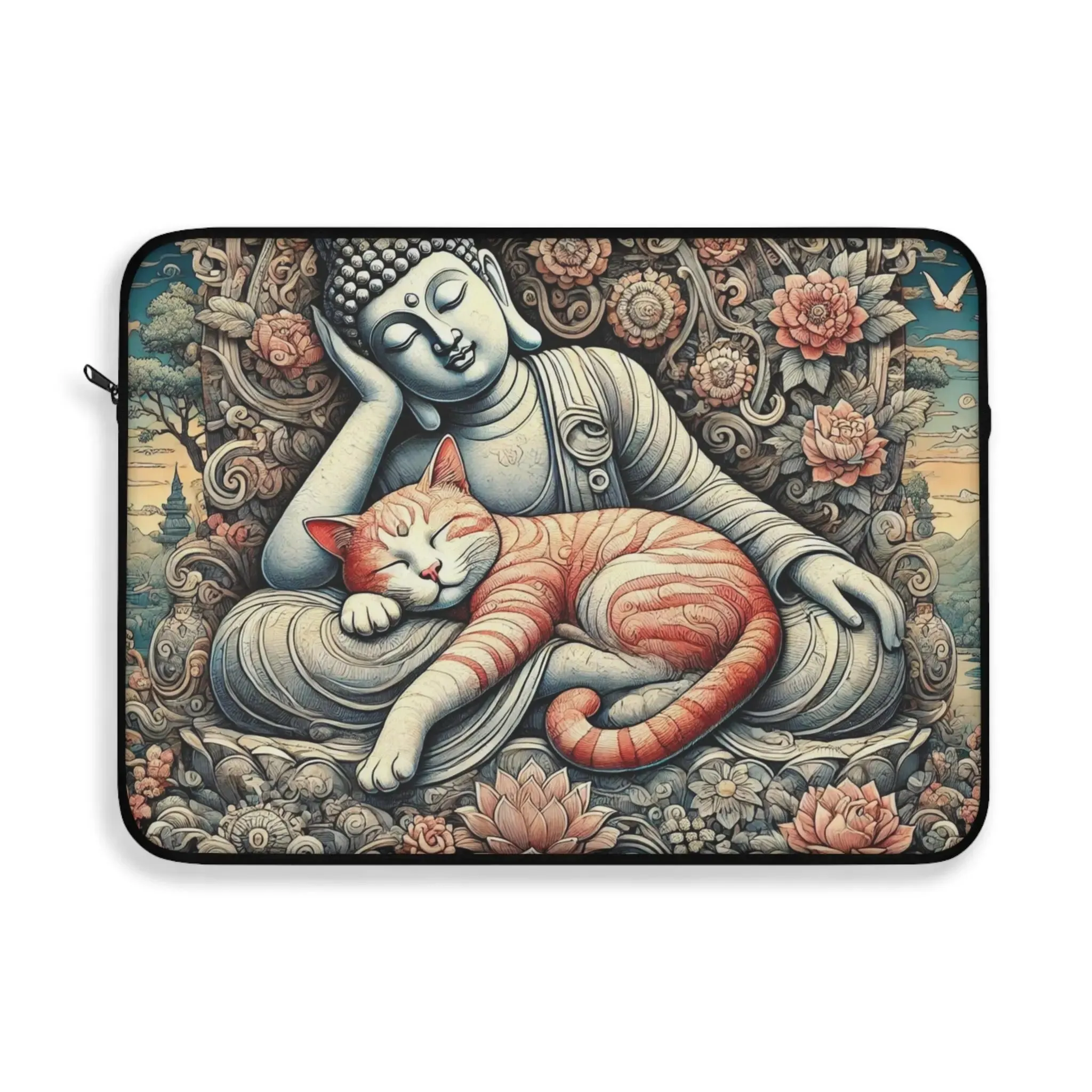 Resting Buddha Cat Naps - Cat Lover - Laptop Sleeve
