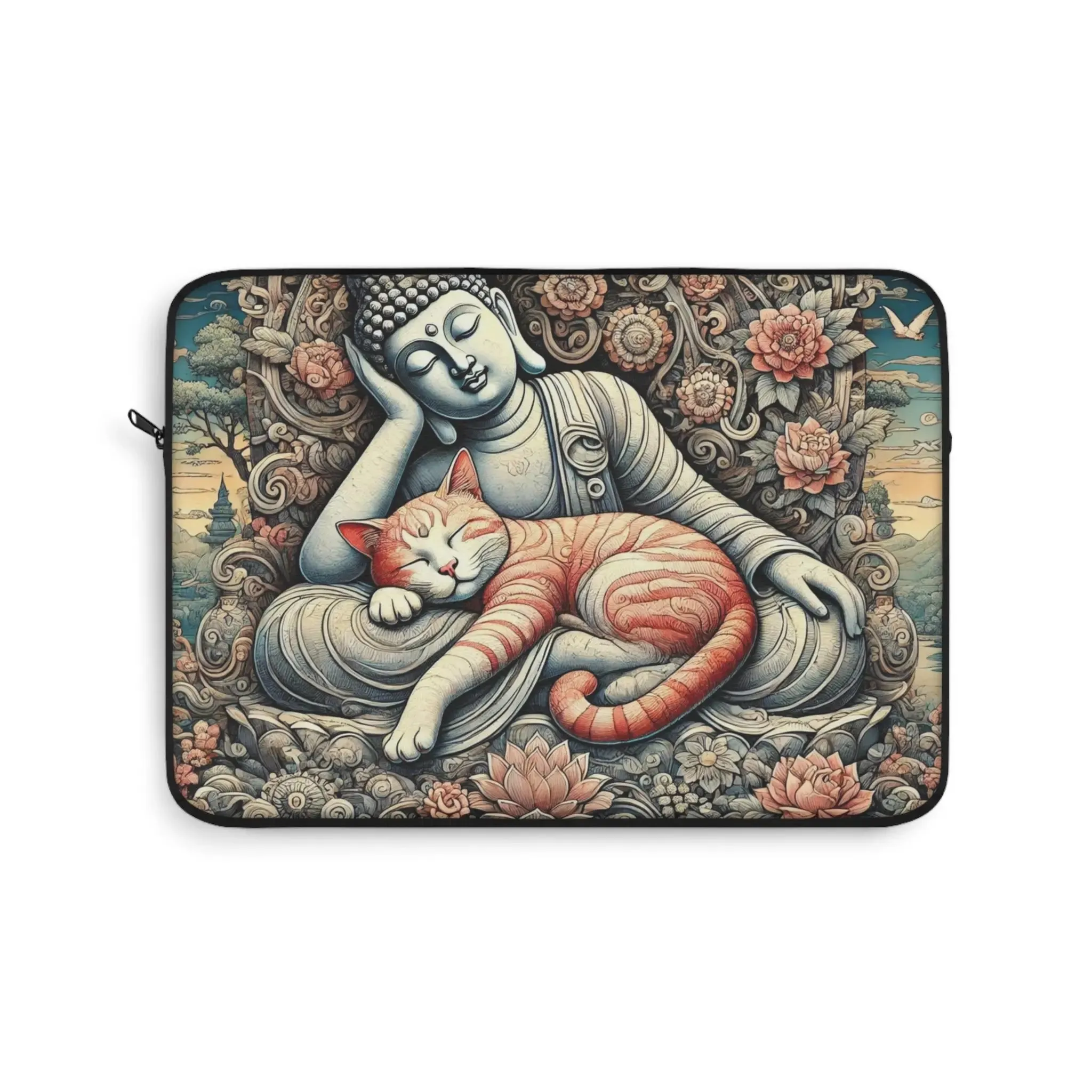 Resting Buddha Cat Naps - Cat Lover - Laptop Sleeve