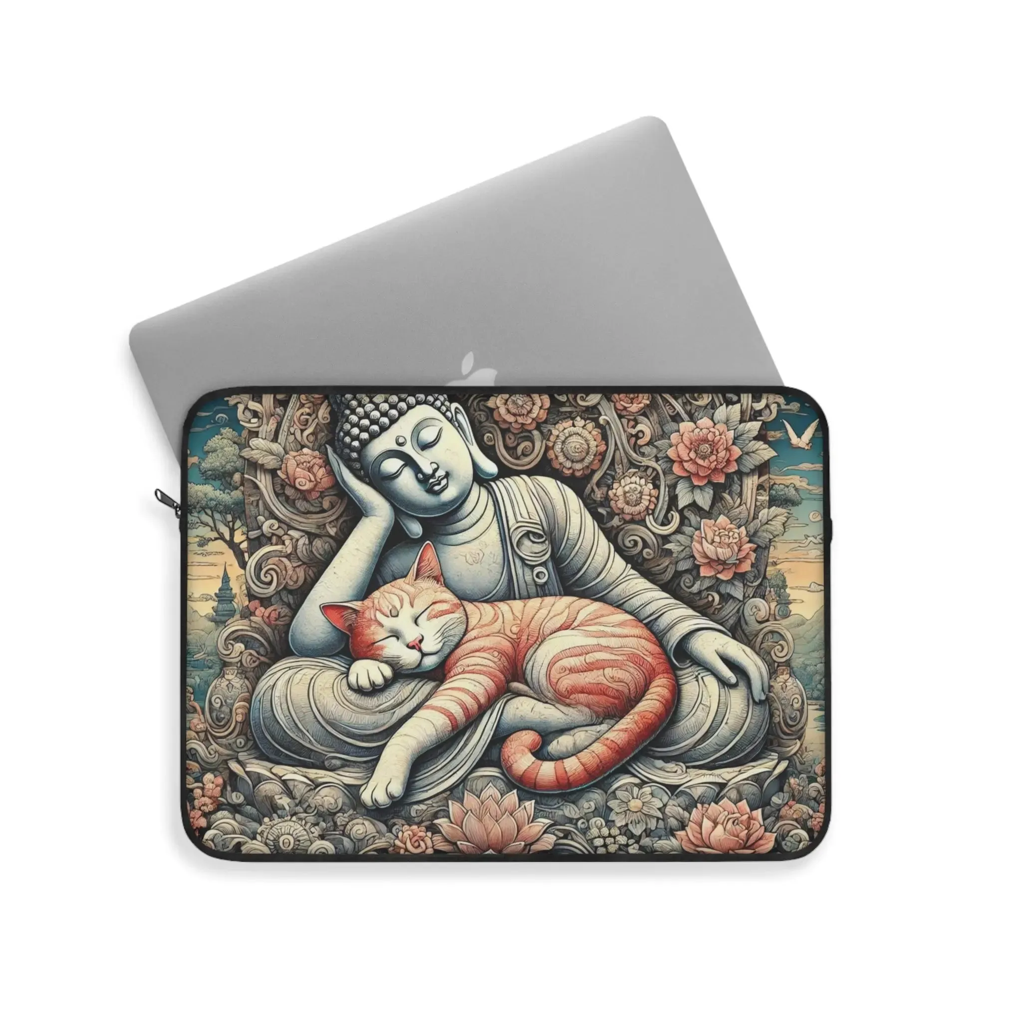 Resting Buddha Cat Naps - Cat Lover - Laptop Sleeve