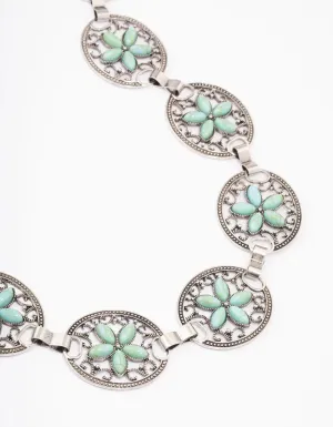 Rhodium Floral Ornate Boho Belt