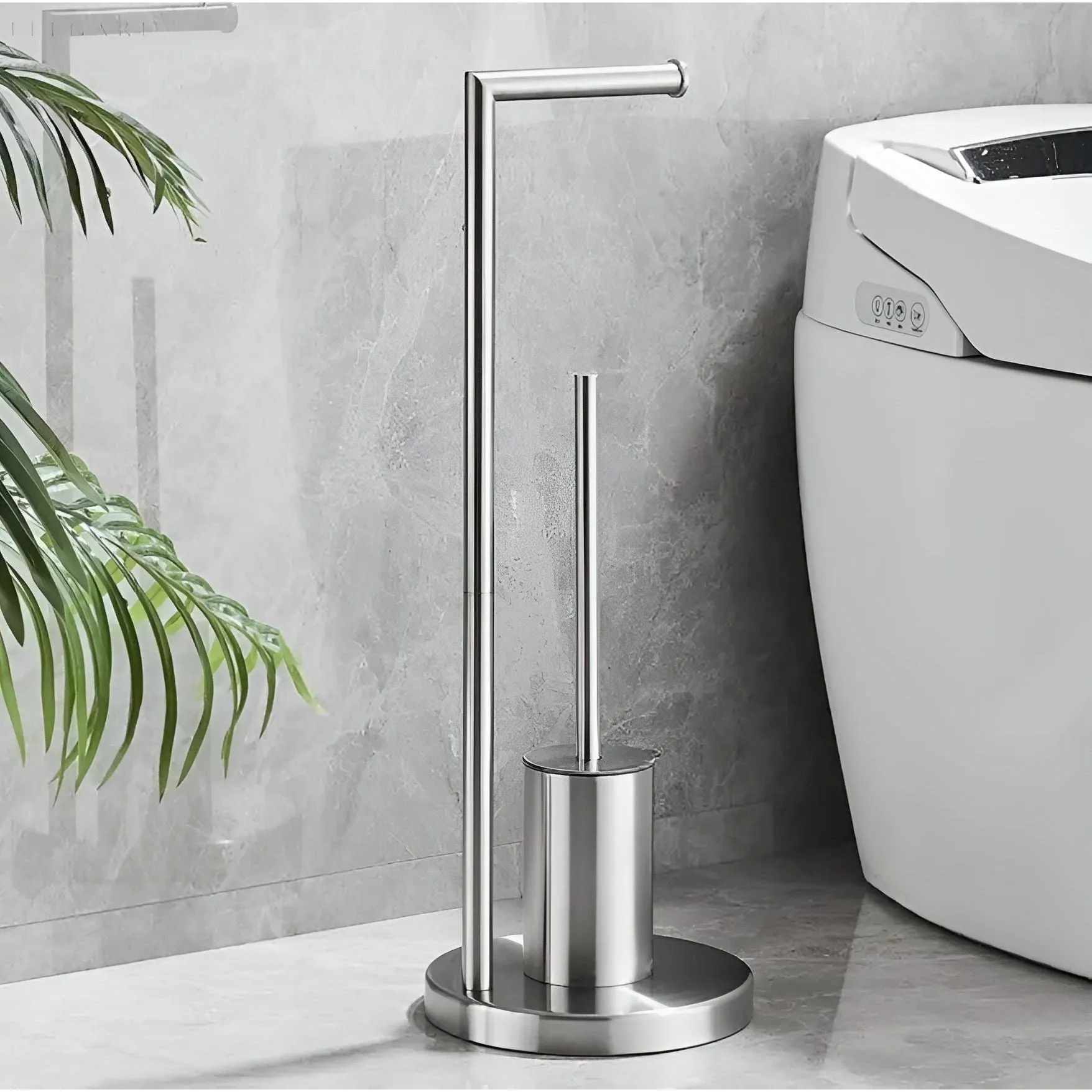 RollEase Holder - Funktionaler Badezimmer Toilettenpapierhalter mit Bürste
