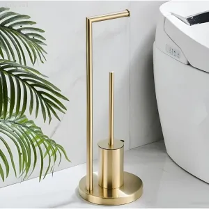 RollEase Holder - Funktionaler Badezimmer Toilettenpapierhalter mit Bürste