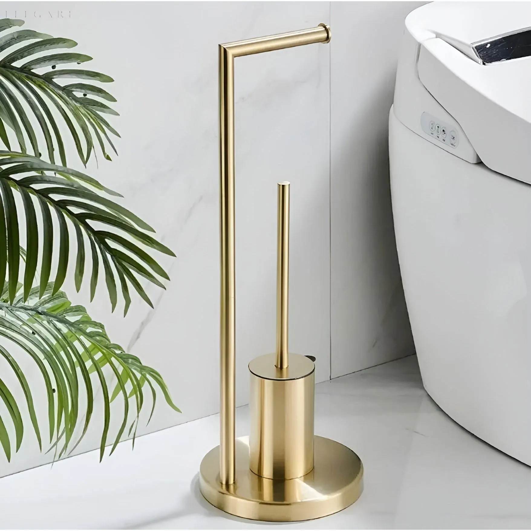 RollEase Holder - Funktionaler Badezimmer Toilettenpapierhalter mit Bürste