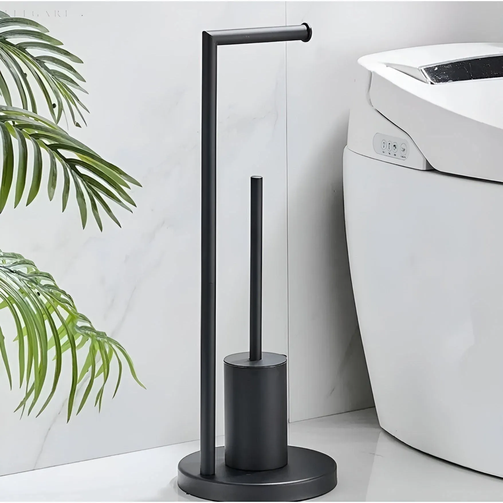 RollEase Holder - Funktionaler Badezimmer Toilettenpapierhalter mit Bürste