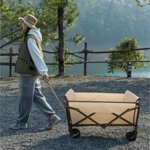 Roomxyd Large Camping Wagon Cart Folding Cart with Brake, Black, 1pc - 🏆 #98 - Sports/Outdoor - Best of December