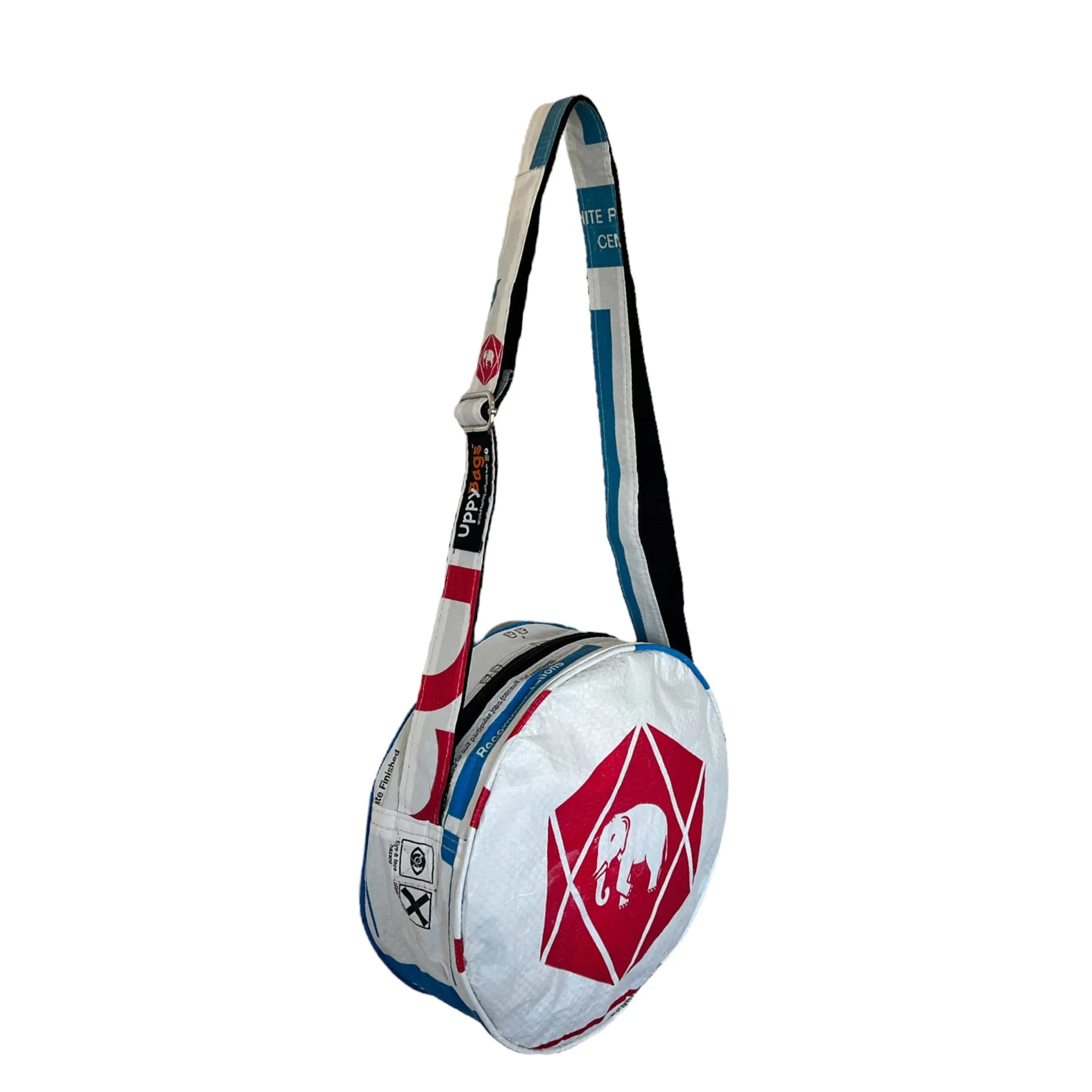 Round crossbody handbags with animal prints