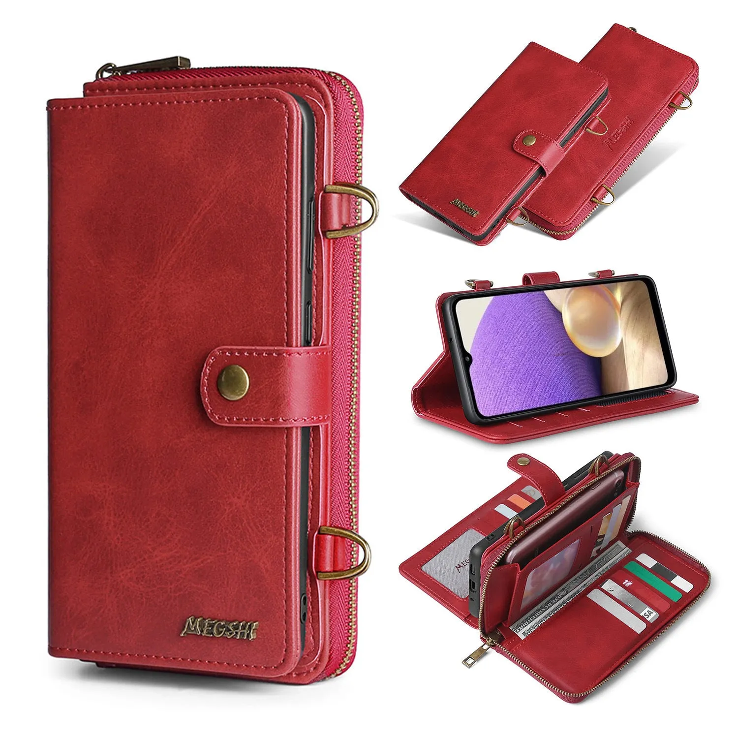 S22ultra Crossbody Phone Case For S22plus Flip Leather Case S21FE Multifunctional Protective Case