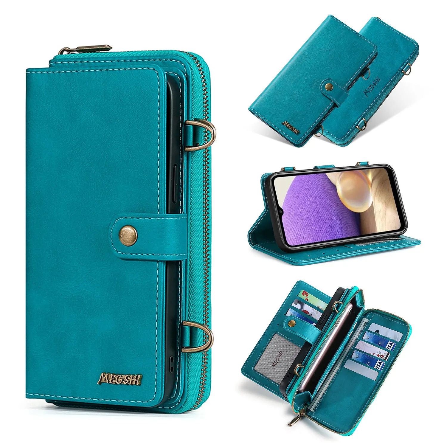 S22ultra Crossbody Phone Case For S22plus Flip Leather Case S21FE Multifunctional Protective Case