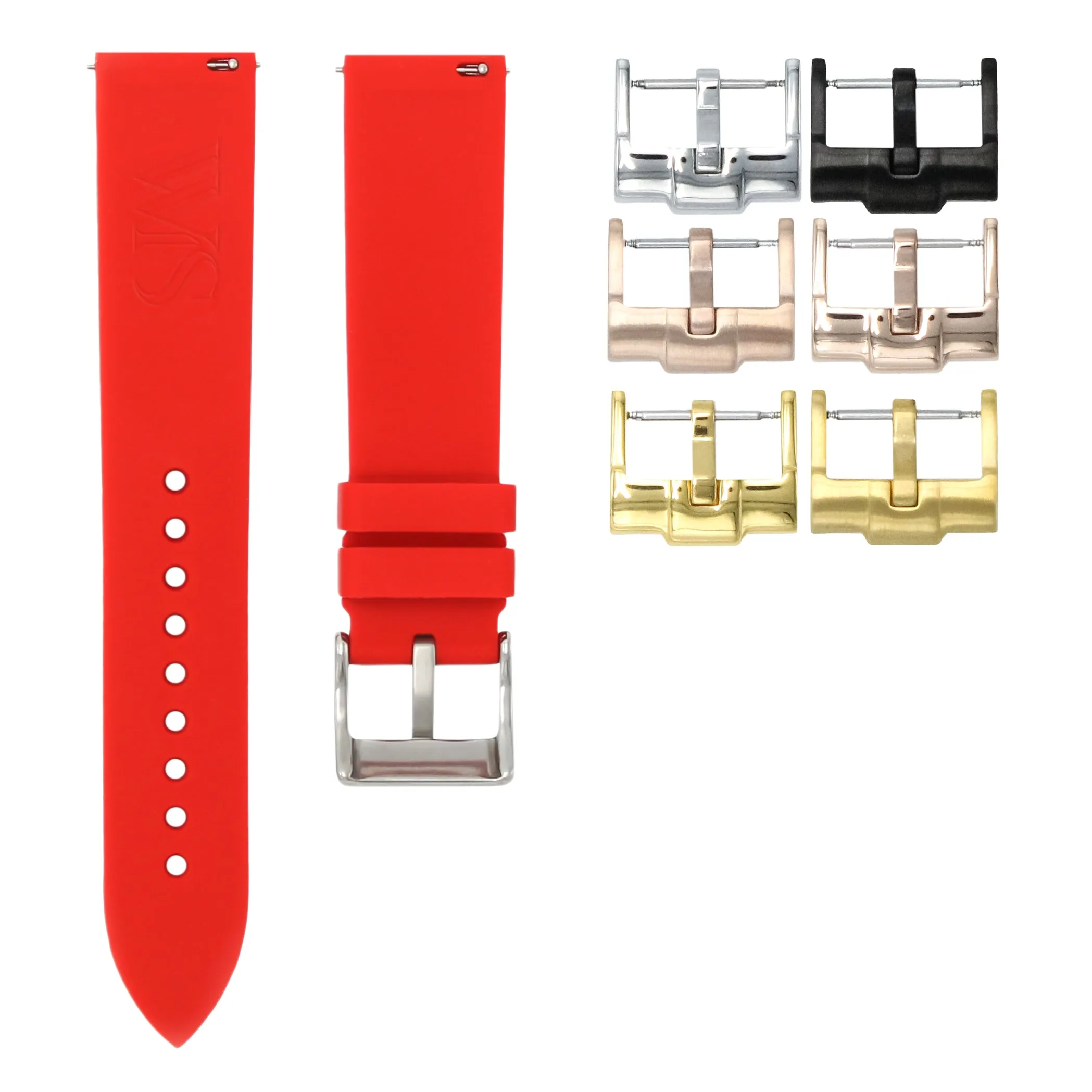 Scarlet Red - Quick Release Rubber Watch Strap For Longines Elegant Collection