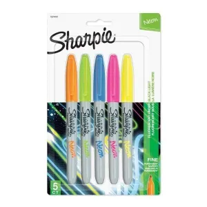 Sharpie Marker Set, Fine Point 5pk Neon Colours