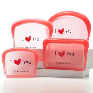 Silicone Reusable Bag Starter Kit 4-Pack | Heart