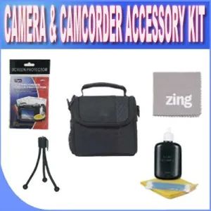 SLR Deluxe Soft Medium Camera and Video Bag   LCD screen Protectors   Table Size Tripod   Zing Micro Fiber Cleaning Cloth  Camera/Video Cleaning Accessory Kit!!!