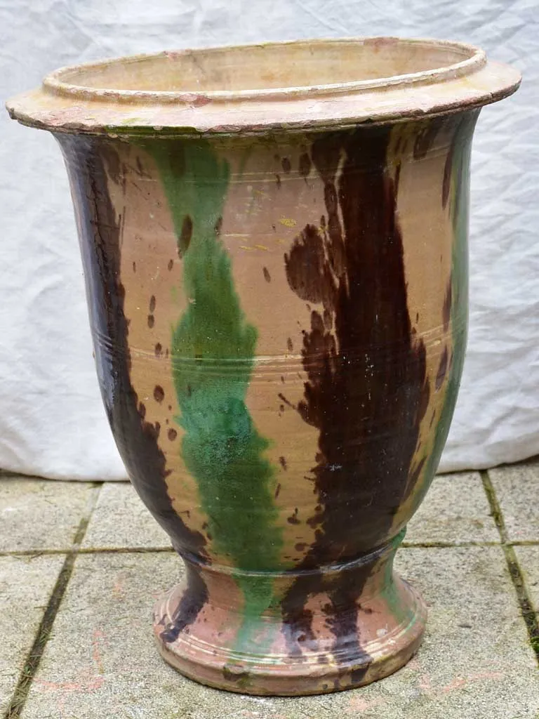 Small 19th Century French Anduze garden urn - flame glazed 22¾"