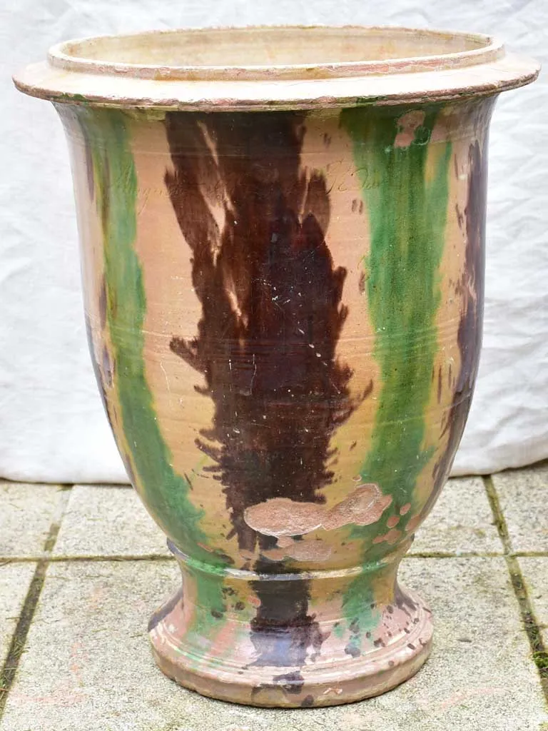 Small 19th Century French Anduze garden urn - flame glazed 22¾"