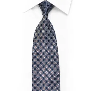 Sparkling Rhinestone Silk Necktie Silver Ornate On Navy With Sparkles