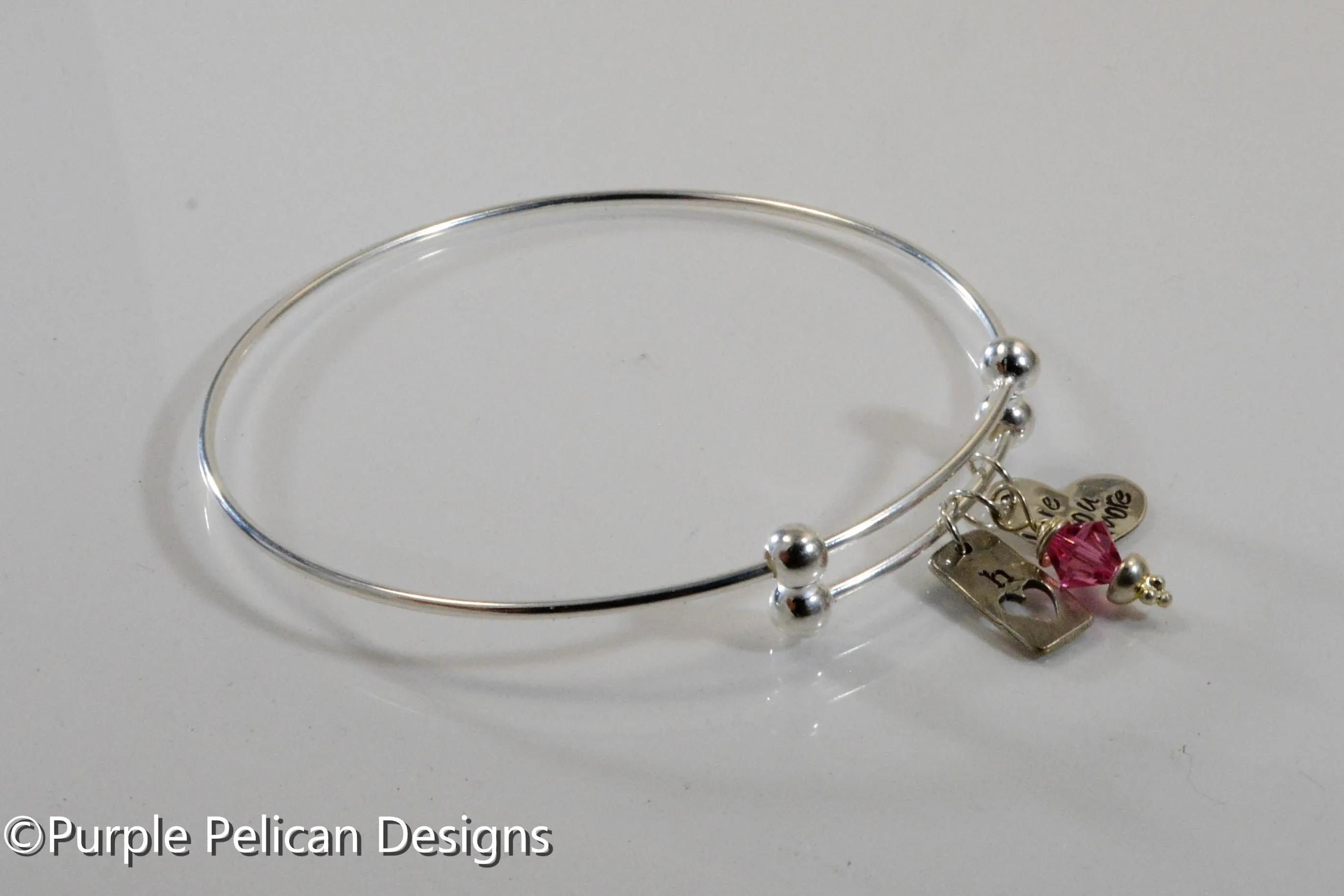 Sterling Silver Expandable Bangle - Love You More
