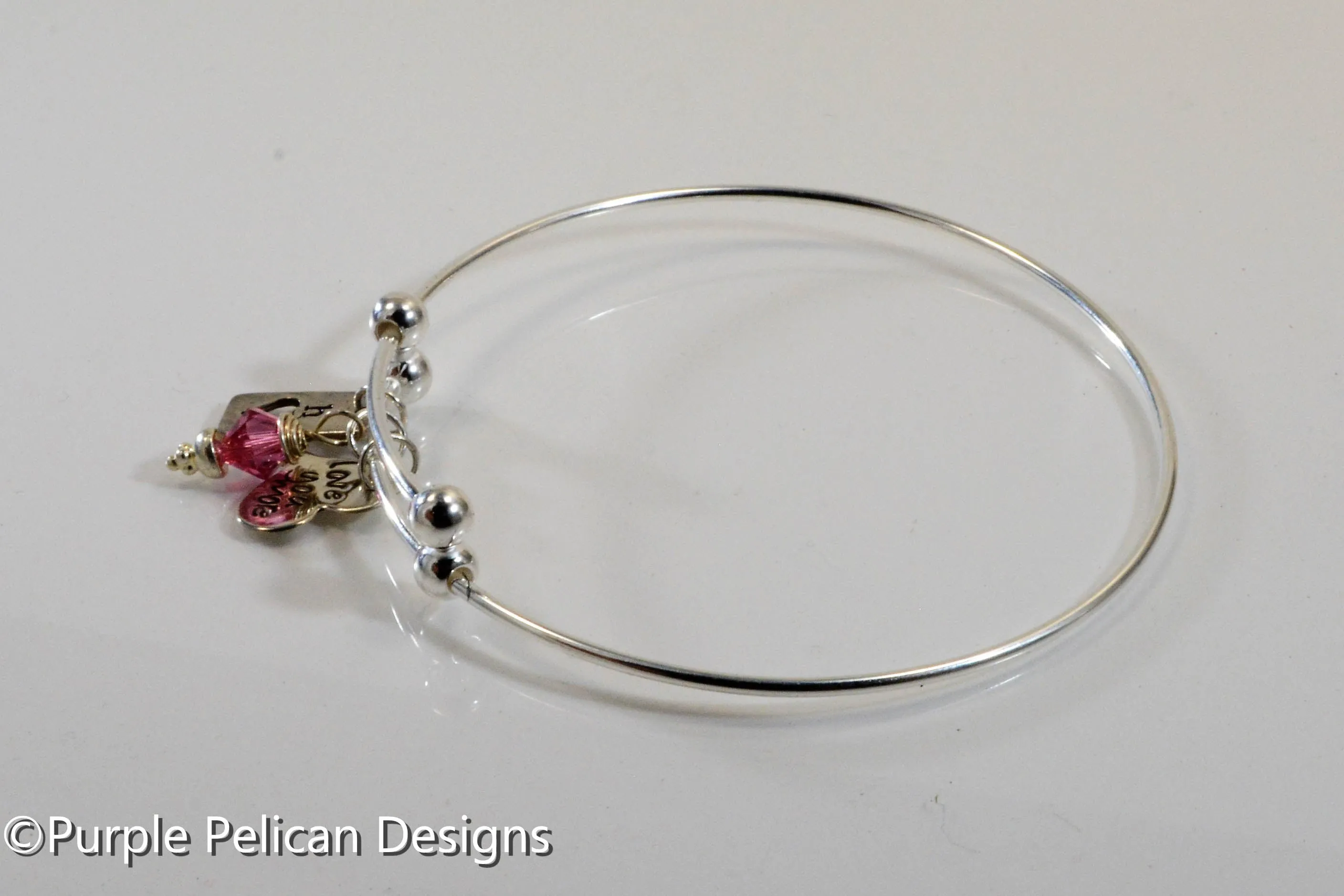 Sterling Silver Expandable Bangle - Love You More
