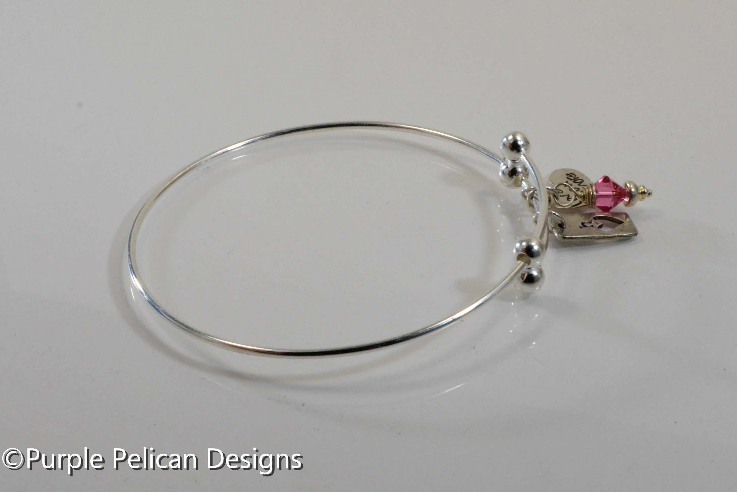 Sterling Silver Expandable Bangle - Love You More