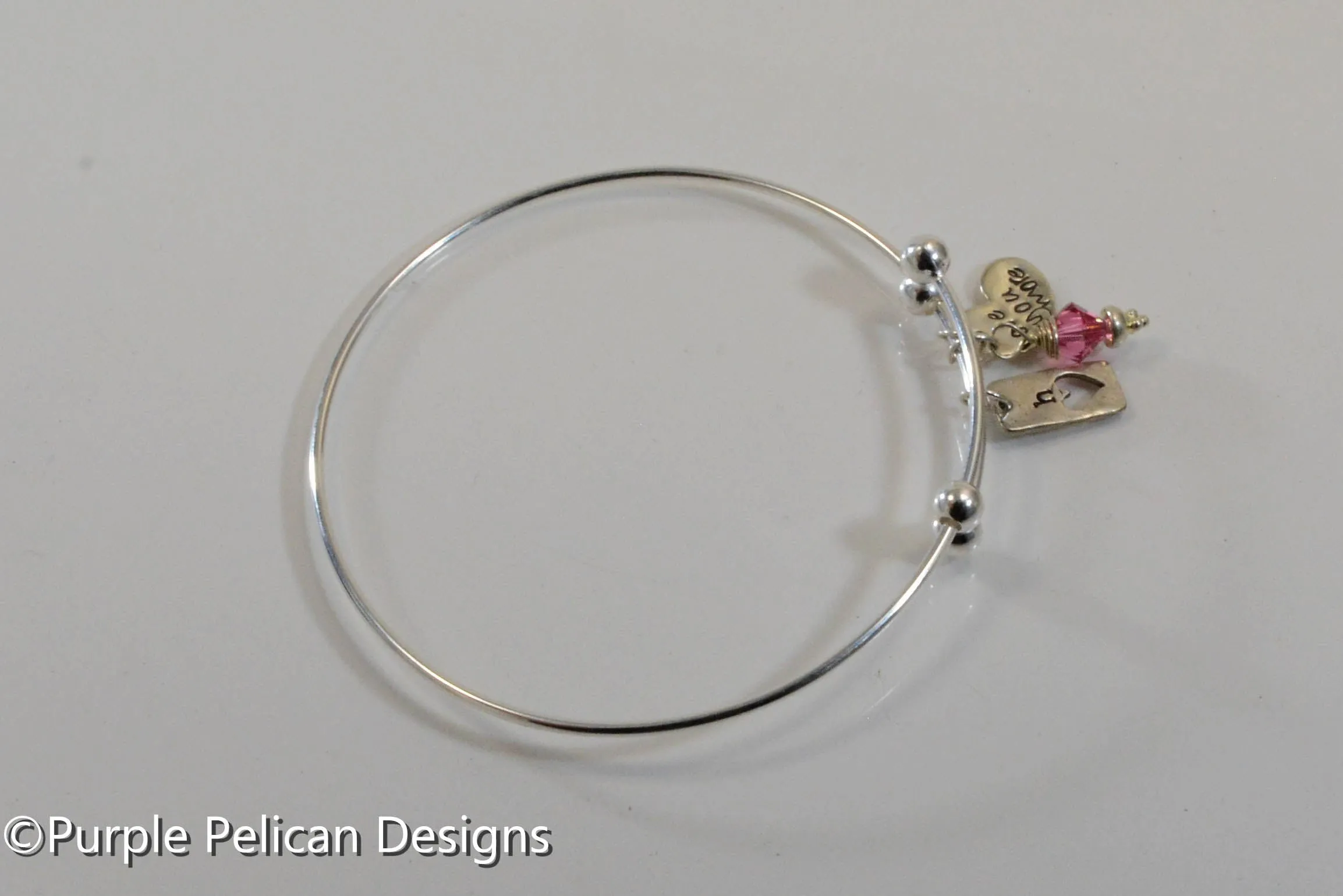 Sterling Silver Expandable Bangle - Love You More