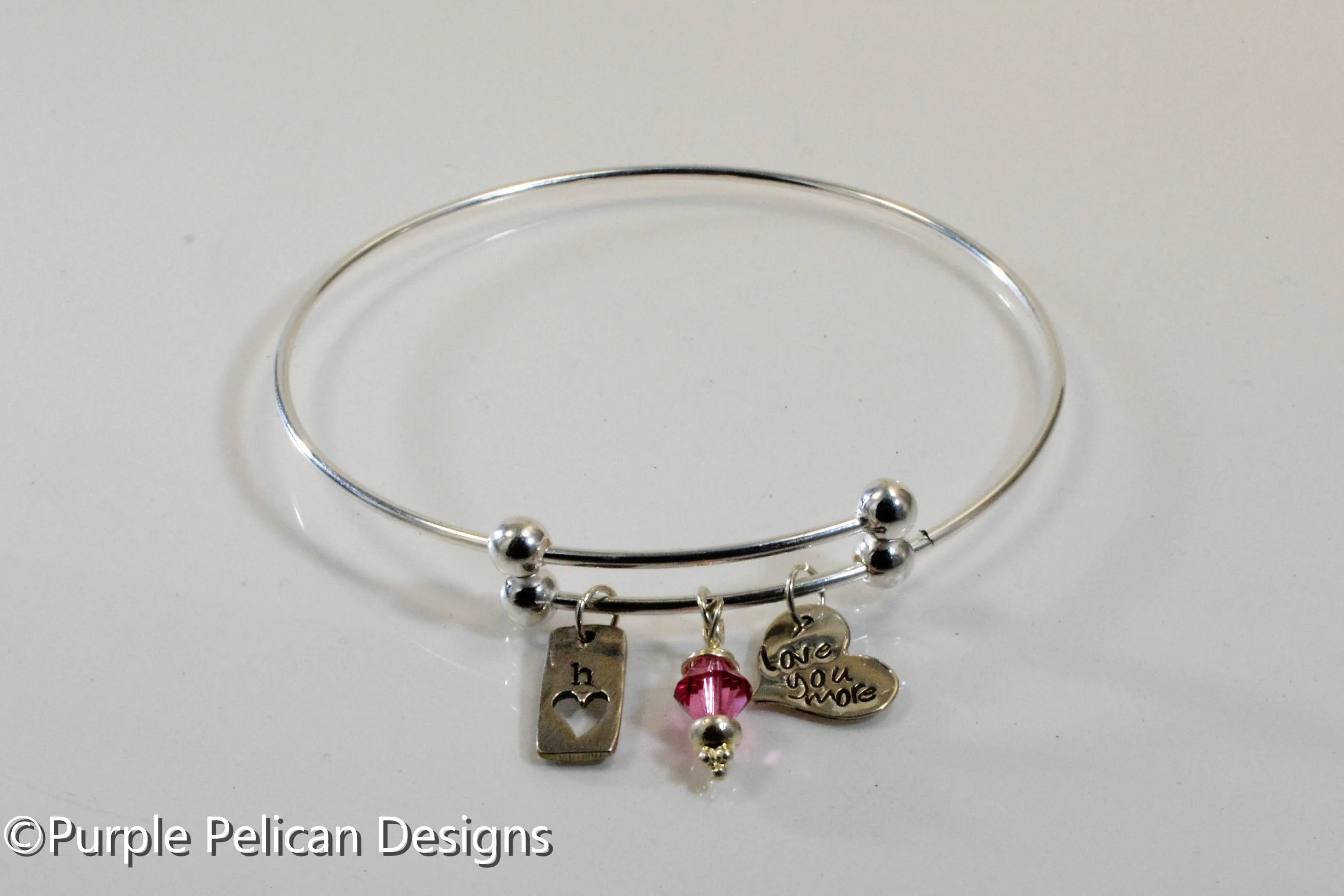 Sterling Silver Expandable Bangle - Love You More