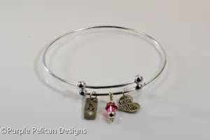 Sterling Silver Expandable Bangle - Love You More