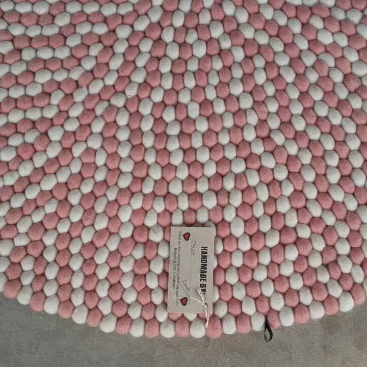 Strawberries And Cream Felt Ball Rug
