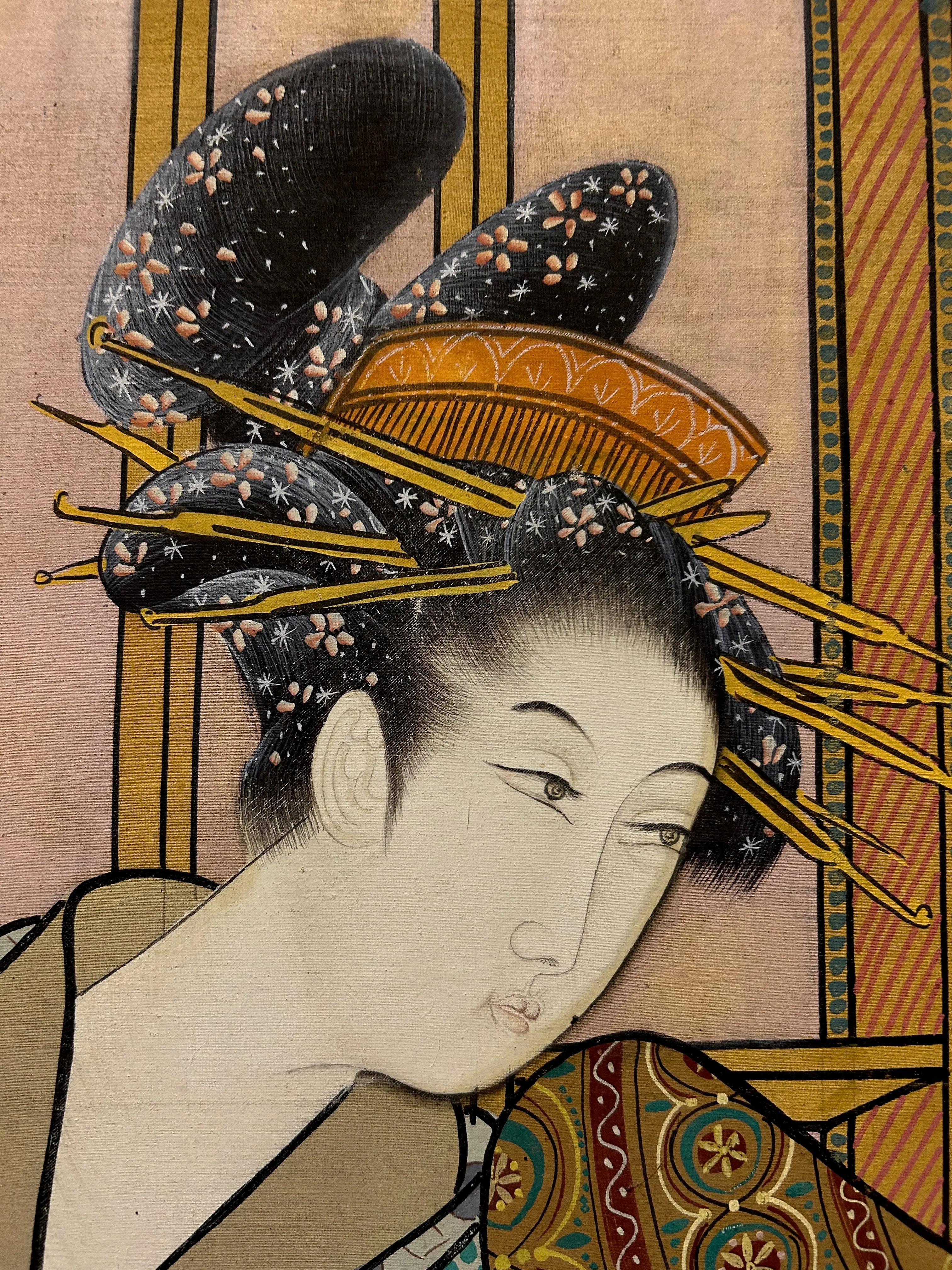 Superb 19th Century Japanese Silk Painting