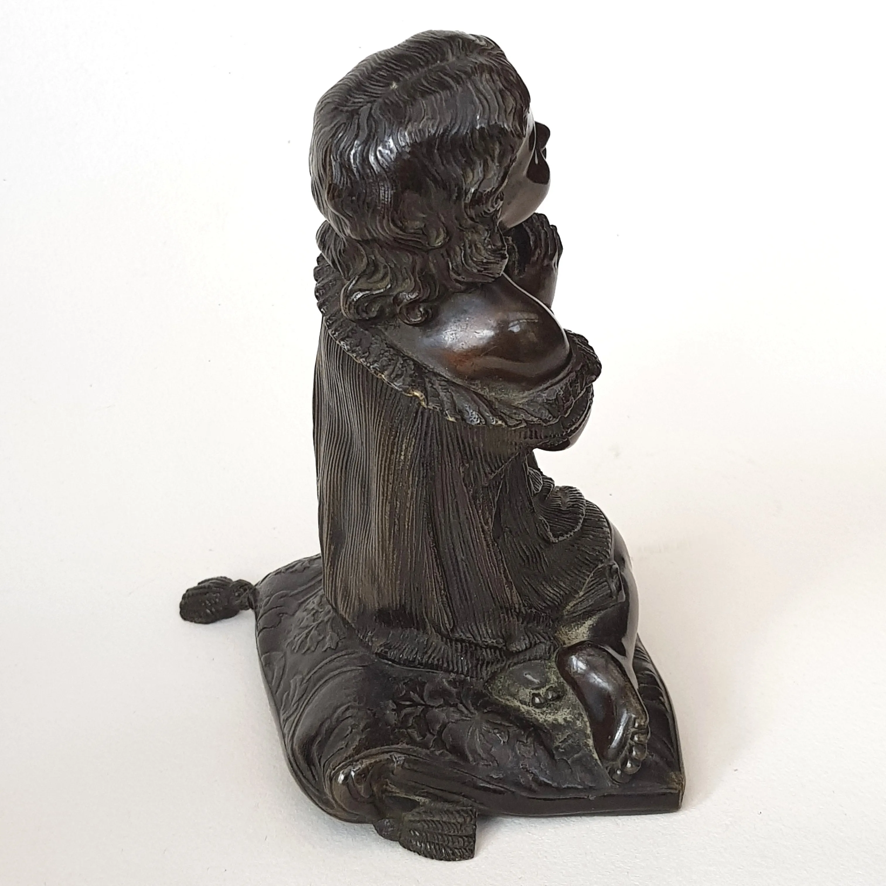 Superb Bronze Statue Figure Of A Young Girl In Prayer Antique Victorian circa 1870