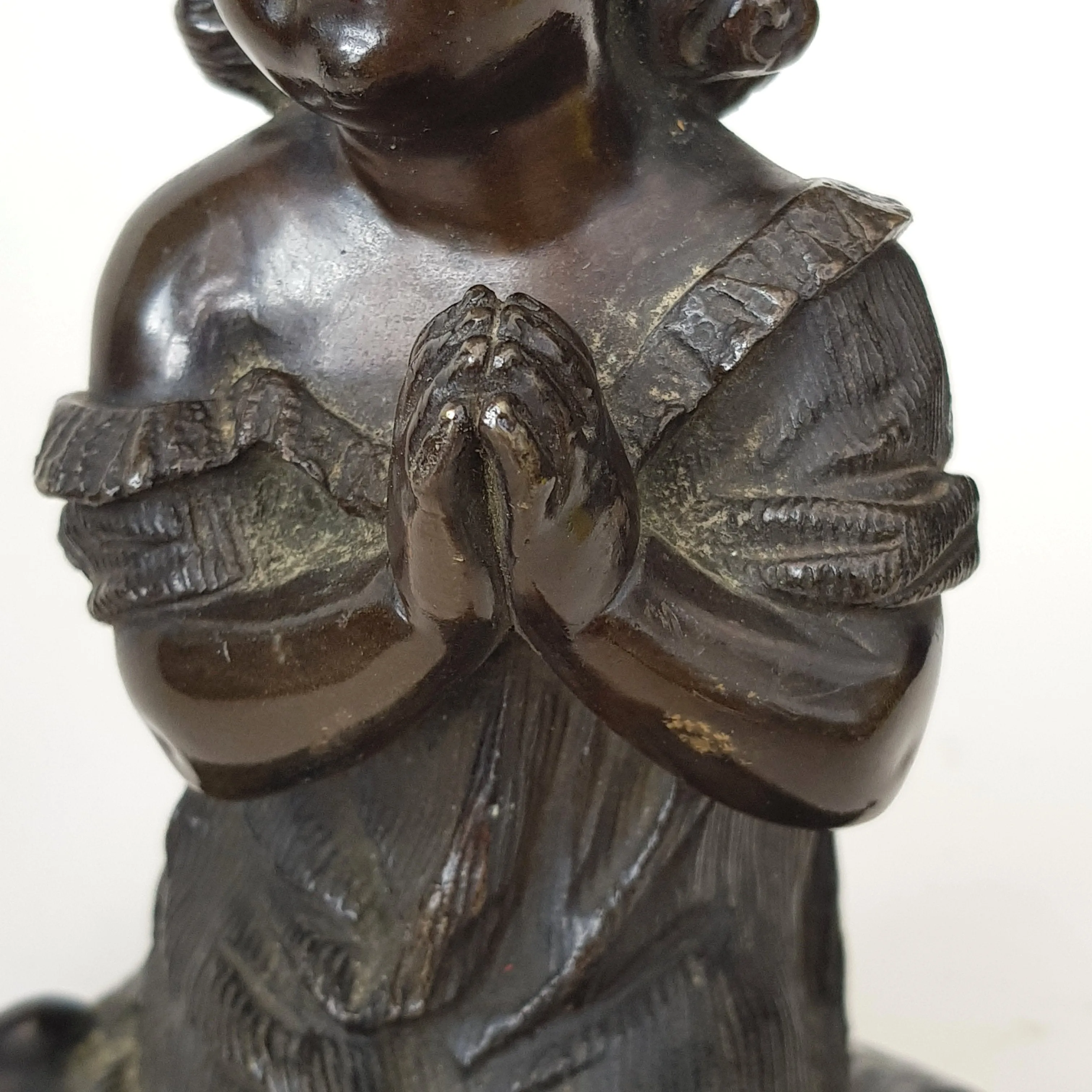 Superb Bronze Statue Figure Of A Young Girl In Prayer Antique Victorian circa 1870